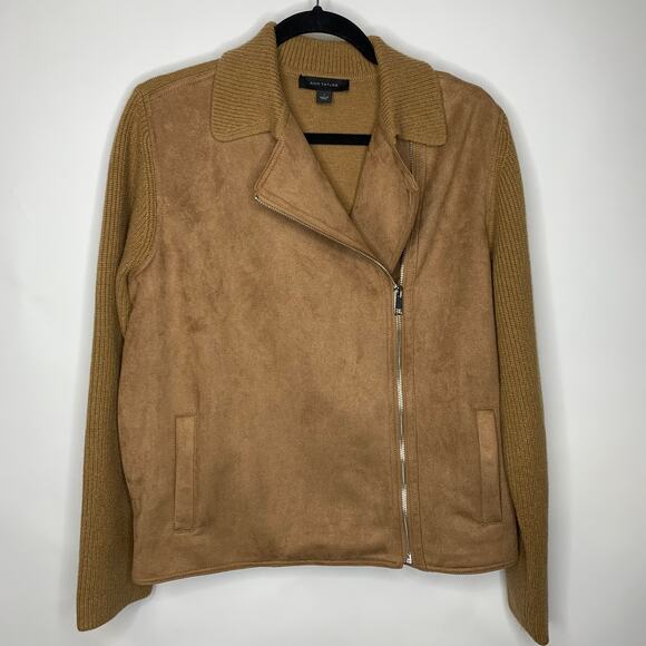 Ann Taylor Jackets & Blazers - Ann Taylor Camel Asymmetric Zip Cardigan Sweater Sz Large